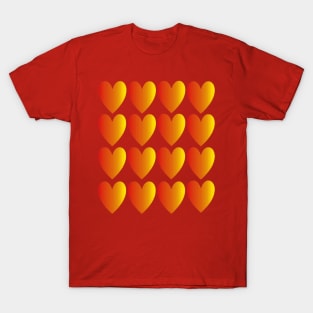 Love Hearts Classic Red Shades From Light To Dark T-Shirt